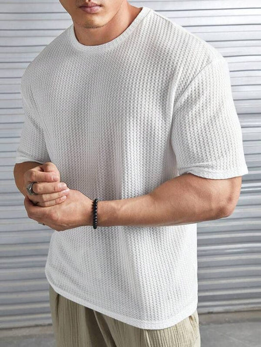 White - Waffle knit Drop shoulder