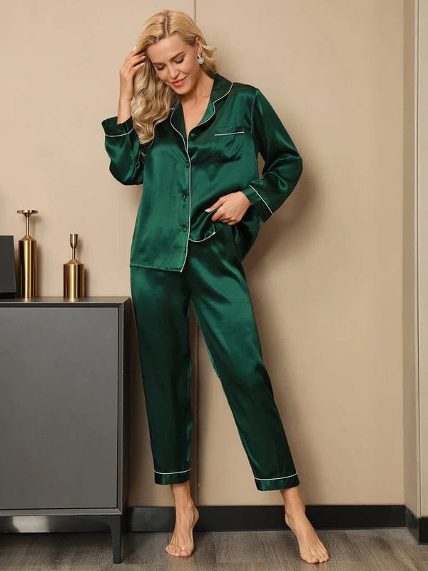 Silk night suit Green